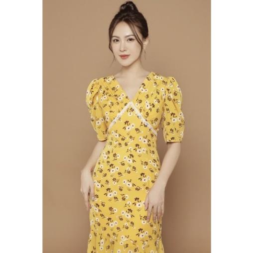 Đầm maxi đuôi cá phối ren chân ngực