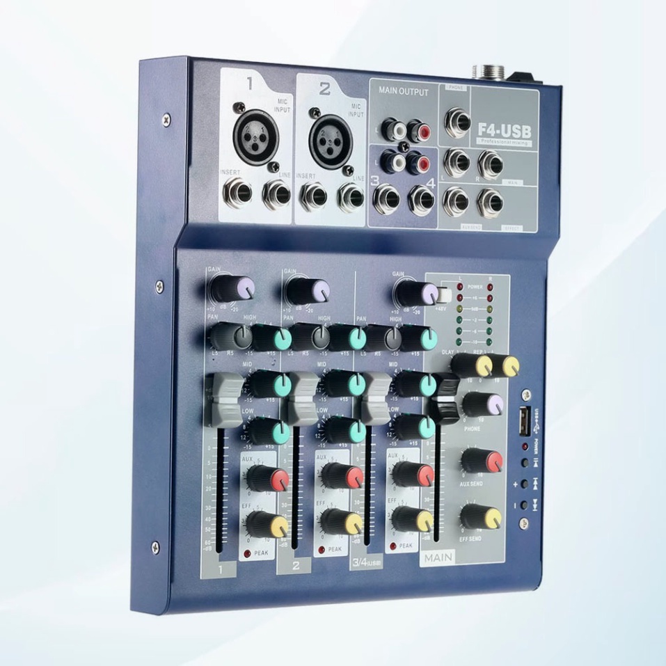 Mixer Yamaha F4-USB, Kết Nối Bluetooth, USB, Giúp Nâng Cấp Âm Thanh Loa Công Suất, Ampli, Loa Kéo Để Hát Karaoke