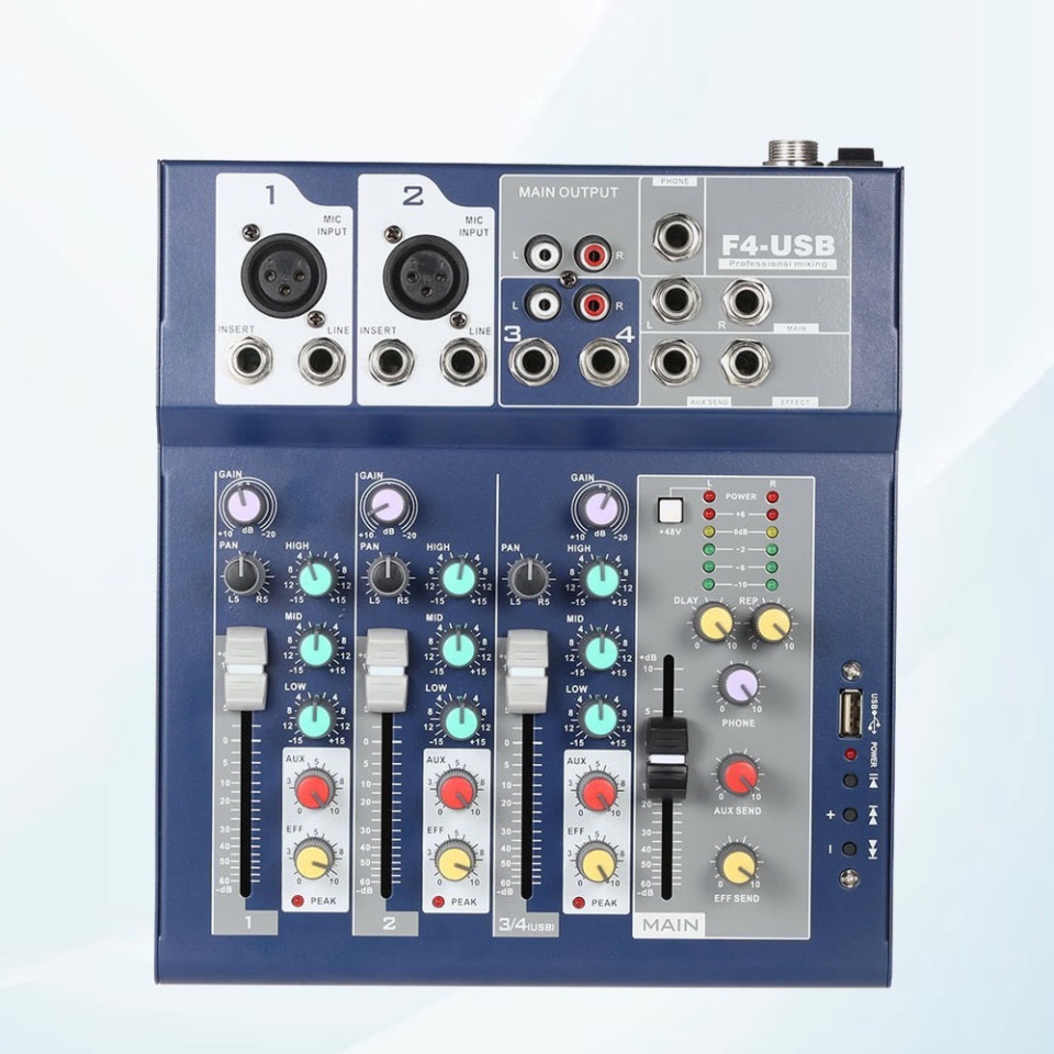 Mixer Yamaha F4-USB, Kết Nối Bluetooth, USB, Giúp Nâng Cấp Âm Thanh Loa Công Suất, Ampli, Loa Kéo Để Hát Karaoke