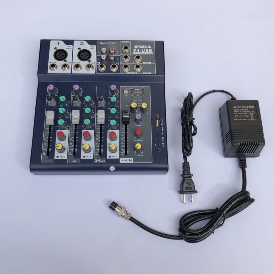 Mixer Yamaha F4-USB, Kết Nối Bluetooth, USB, Giúp Nâng Cấp Âm Thanh Loa Công Suất, Ampli, Loa Kéo Để Hát Karaoke