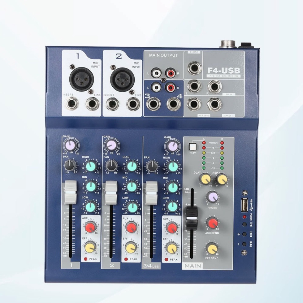 Mixer Yamaha F4-USB, Kết Nối Bluetooth, USB, Giúp Nâng Cấp Âm Thanh Loa Công Suất, Ampli, Loa Kéo Để Hát Karaoke