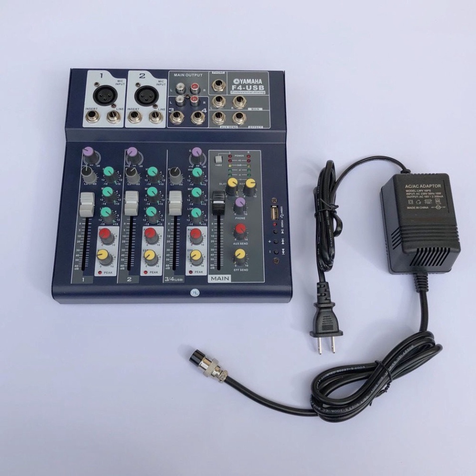 Mixer Yamaha F4-USB, Kết Nối Bluetooth, USB, Giúp Nâng Cấp Âm Thanh Loa Công Suất, Ampli, Loa Kéo Để Hát Karaoke
