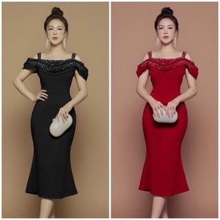 ĐẦM DỰ TIỆC TRỄ VAI ĐÍNH HẠT QUÝ PHÁ