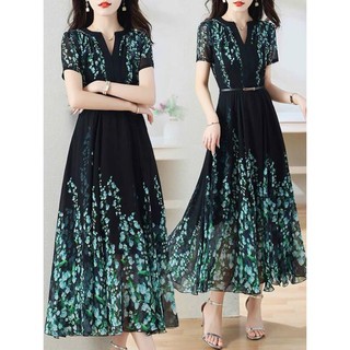 𝗛𝗔̀𝗡𝗚 𝗡𝗛𝗔̣̂𝗣 -ĐẦM MAXI HỌA TIẾT KÈM BELT CAO CẤP