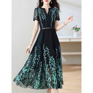 𝗛𝗔̀𝗡𝗚 𝗡𝗛𝗔̣̂𝗣 -ĐẦM MAXI HỌA TIẾT KÈM BELT CAO CẤP