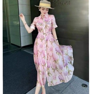 𝗛𝗔̀𝗡𝗚 𝗡𝗛𝗔̣̂𝗣 - ĐẦM XOÈ LỤA CỔ SƠ MI KÈM NỊT CAO CẤP