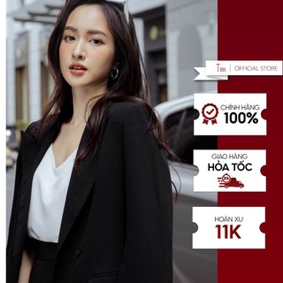 Áo blazer cổ ve nhọn tay xẻ 3 khuy thân chiết ly TIIN STORE ADK228