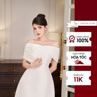 Váy dây trễ vai phối cúp kèm hoa tiinstore vhn883