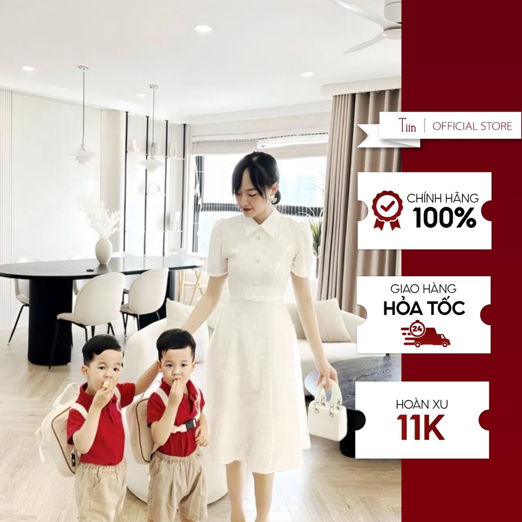 Váy cổ đức đai nơ eo TIINSTORE VHN893