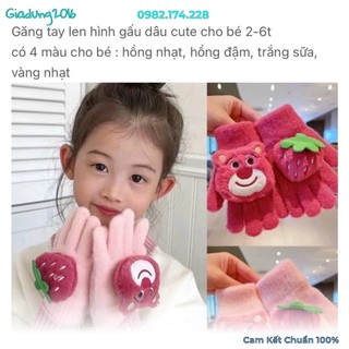 Găng tay cho Bé Trai, Bé Gái từ 2-10 tuổi 🌏FREE SHIP🌎 Găng tay hình Gấu Dâu 5 ngón dễ thương xinh xắn ( Tuyển Sỉ )