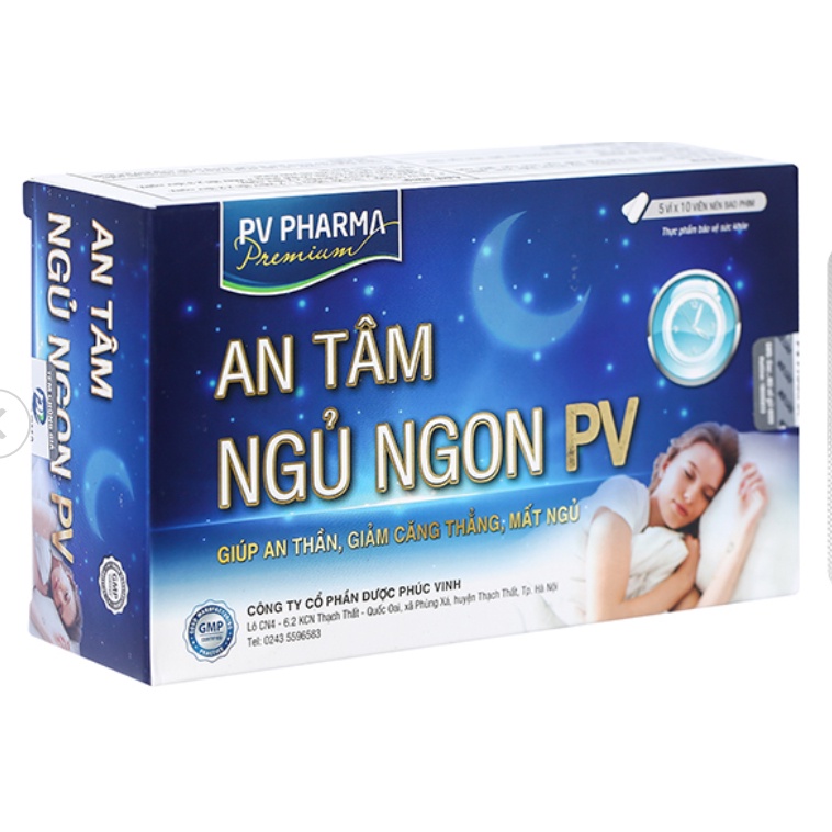 An Tâm Ngủ Ngon PV giúp an thần, giảm căng thẳng, mất ngủ hộp 50 viên