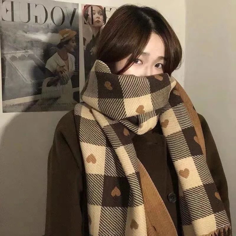 Jiashucheng Khăn Choàng Cổ Hai Mặt Vải cashmere Phong Cách Hàn Quốc Thời Trang Mùa Đông Cho Nữ kee