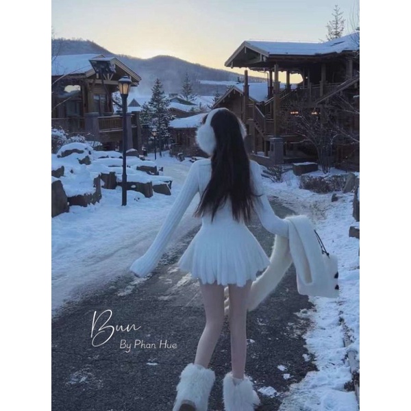 Đầm len lông thỏ siu xinhh fom xoè đẹp 💯HÀNG THIẾT KẾ TẾT 2024 💖