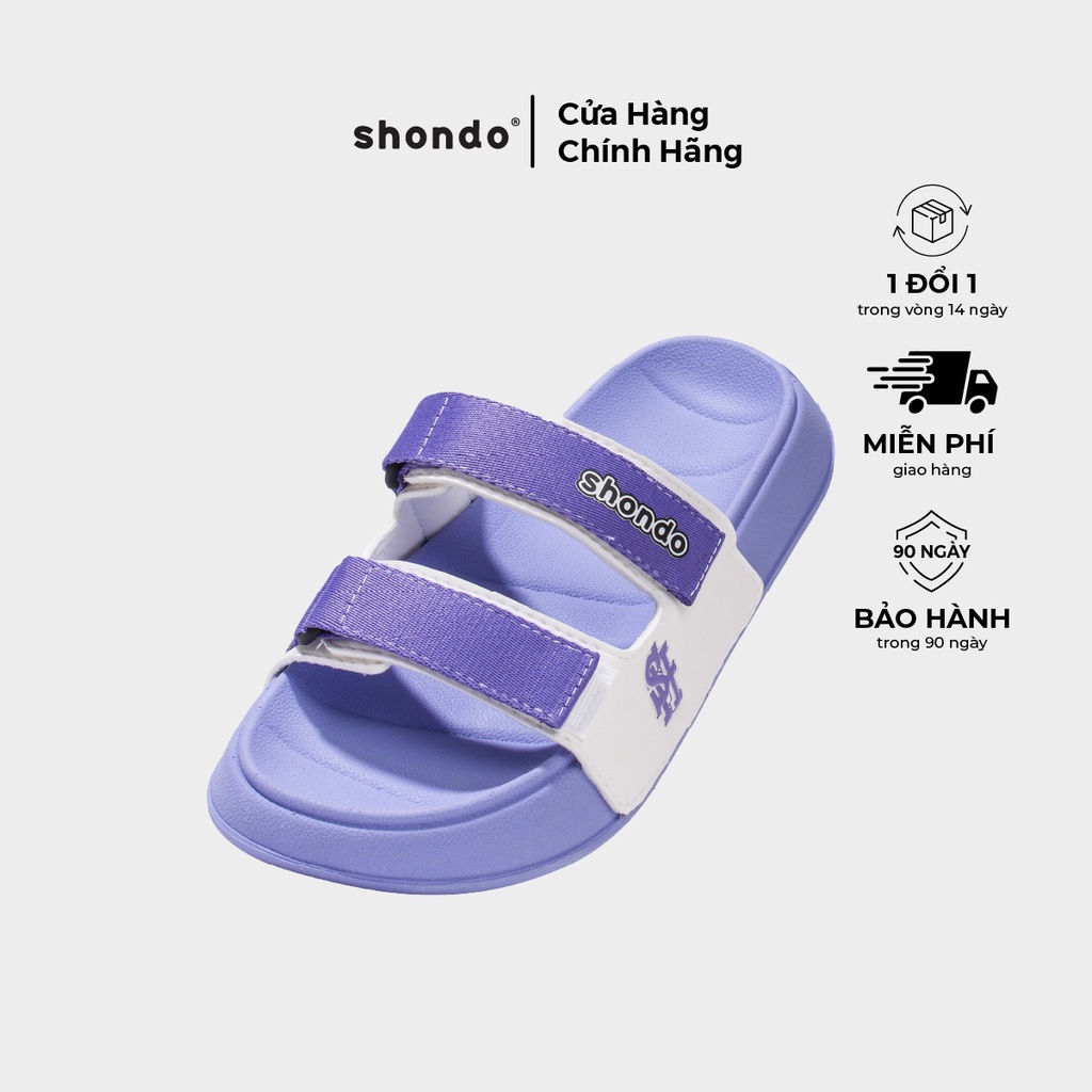 Dép 2 Quai Ngang Nữ SHONDO Trendy III In SH Thời Trang Êm Nhẹ Tím Trắng TRE9009