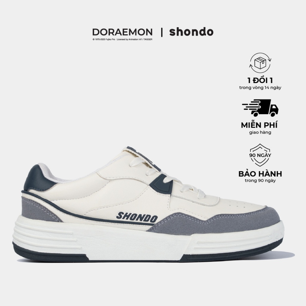 Sneaker Shondo Nam Nữ Shondo Êm Chân, Bền Class 1 Trắng Xám Xanh SND0203