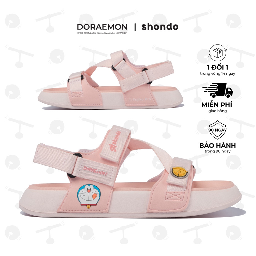 Giày Sandal Nam Nữ SHONDO Platy Doraemon Thời Trang Êm Chân Full Hồng PLA7077