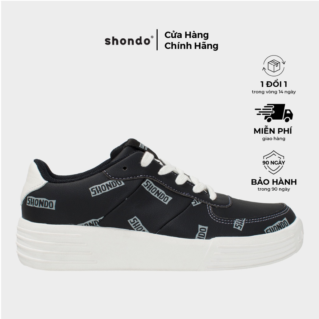 Giày Thể Thao Sneaker Độn Đế Nam Nữ Shondo Class 1 Caro Đen Bền Nhẹ Đẹp SND0013
