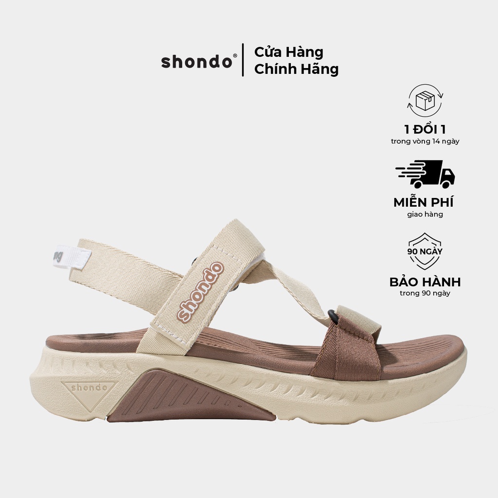 Giày Sandals Nam Nữ Shondo F7 Racing Be Phối Nâu F7R2595