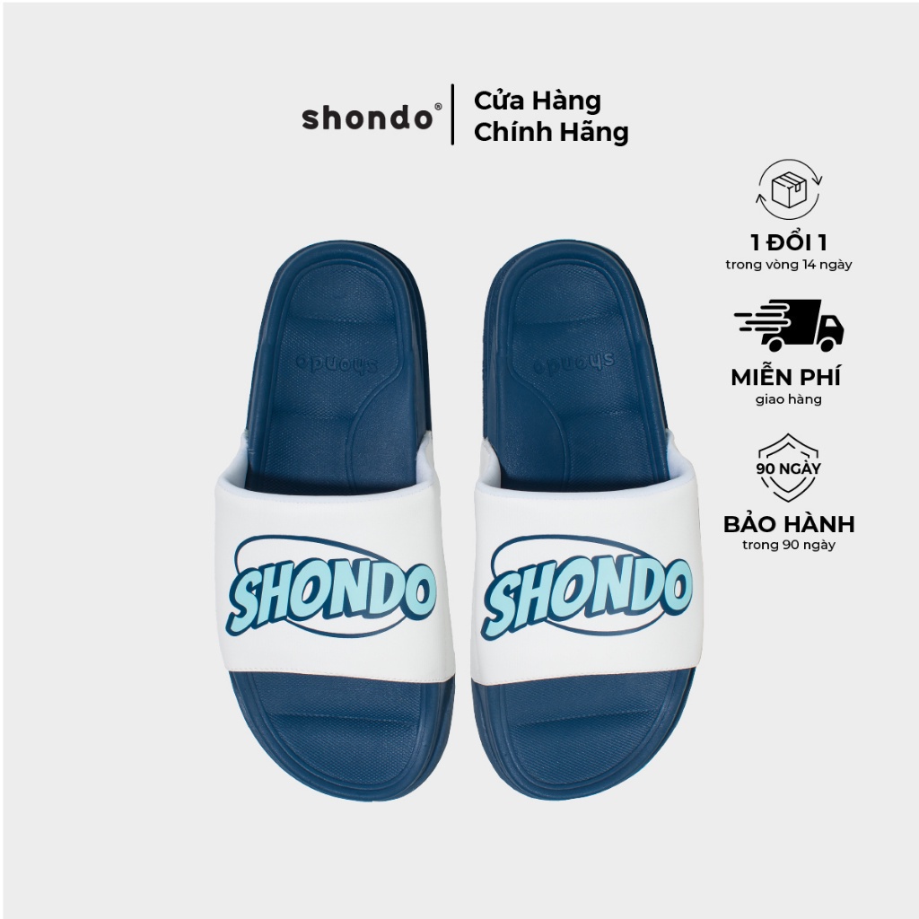 Dép Trendy 4 Nam Nữ Shondo Êm Chân, Bền In Chữ Shondo Xanh Phối Quai Be TRE3525