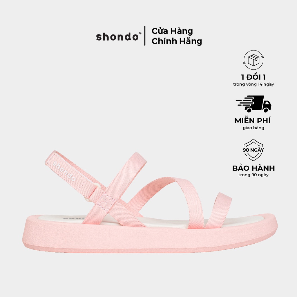 Giày Sandals Nữ Shondo Êm Chân, Bền Floral 2 Đế Hồng Quai Hồng FLR7777