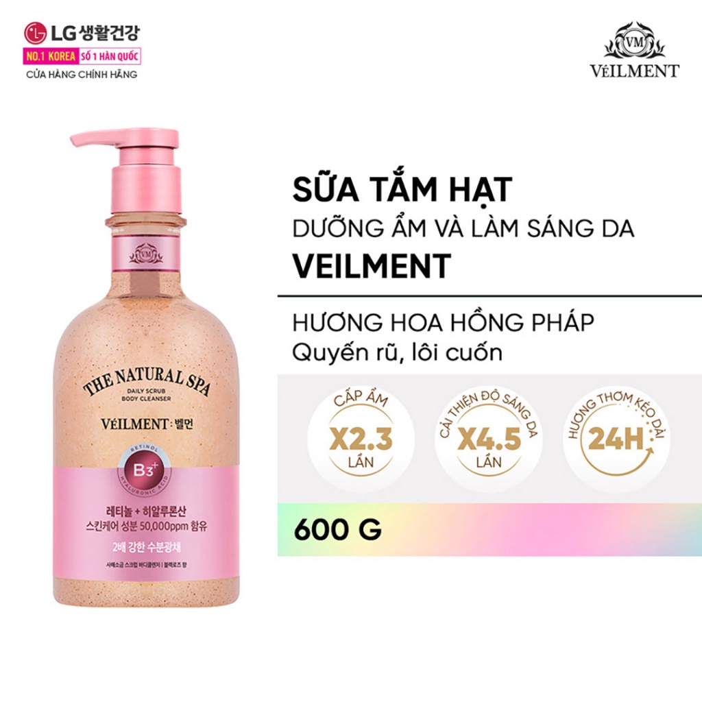 Sữa tắm hạt hương ổi  hồng On: The Body Veilment Natural Spa Black Rose  400g