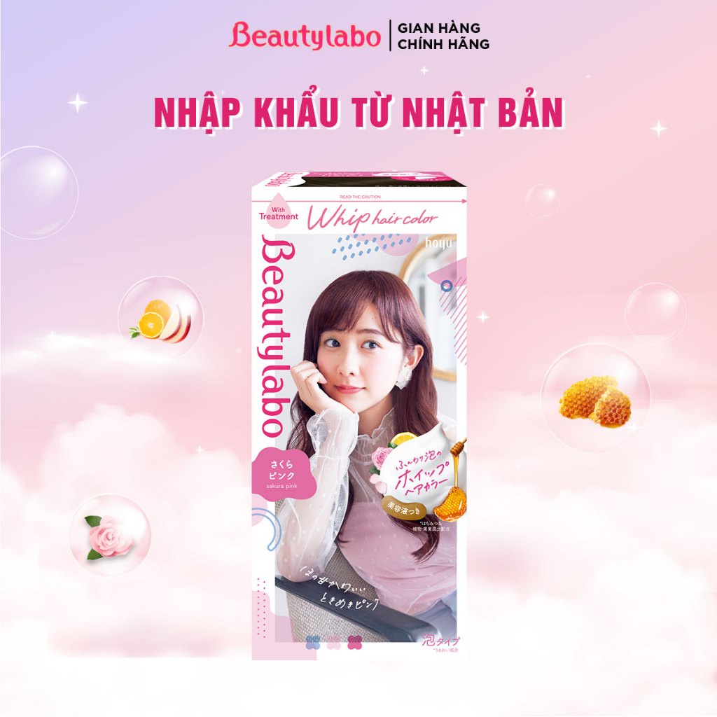 Thuốc nhuộm tóc dạng bọt Beautylabo Whip 125ml Whip Hair Color, lên màu đều đẹp, nhuộm dưỡng nội địa Nhật