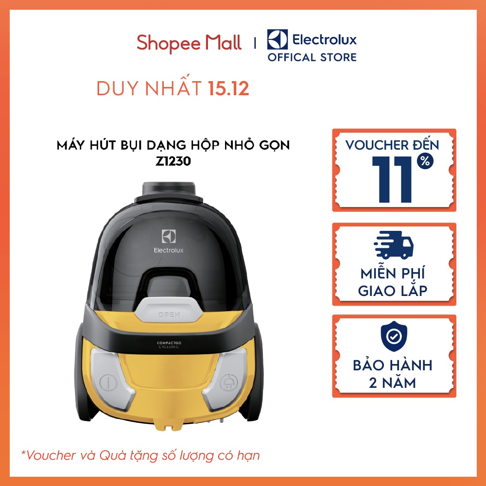 Máy hút bụi lốc xoáy siêu gọn nhẹ Electrolux CompactGo - Z1230 - Đầu hút 2 trong 1