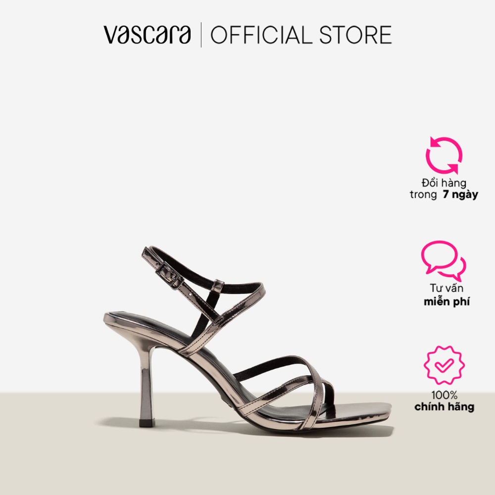 Vascara Giày Sandal Quai Mảnh Nhấn Gót Hiệu Ứng Metallic - SDN 0754