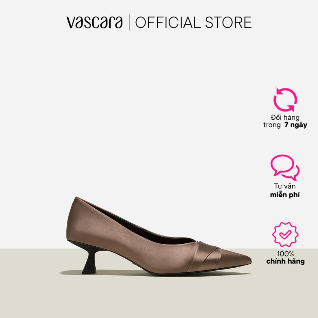 Vascara Giày Spool Heel Satin Nhấn Mũi Xếp Ly - BMN 0604