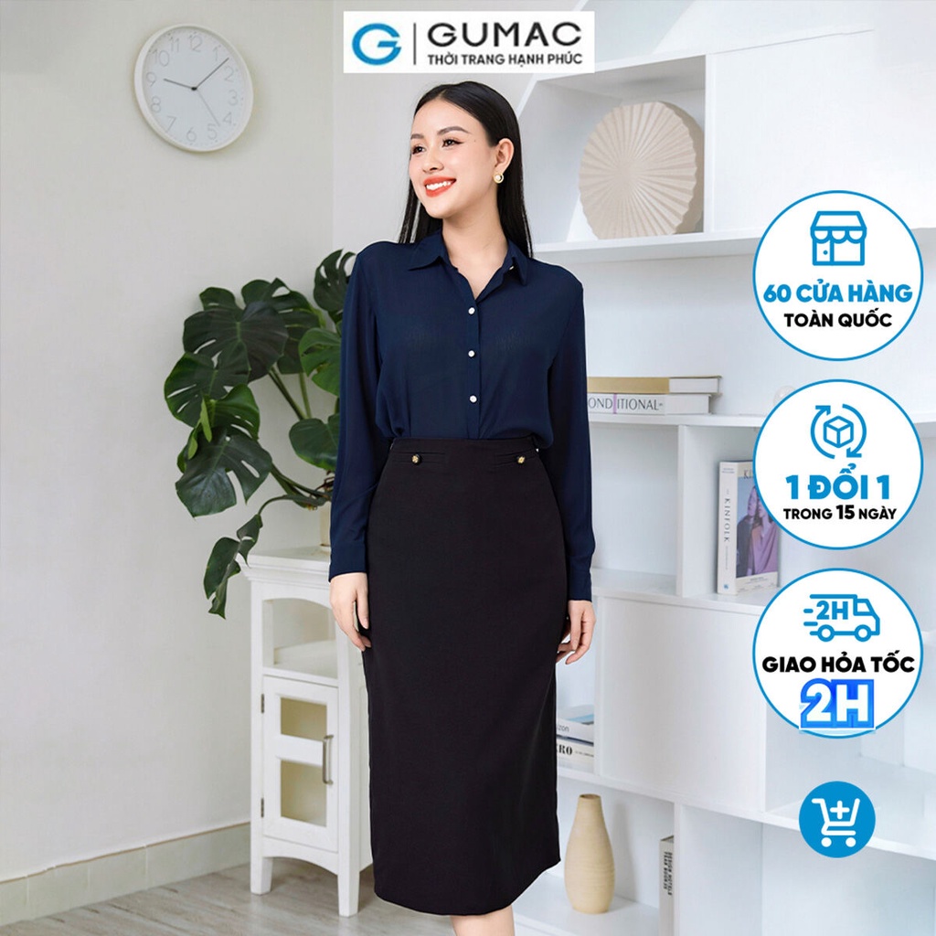 Chân váy midi túi mổ VD11029 thời trang GUMAC