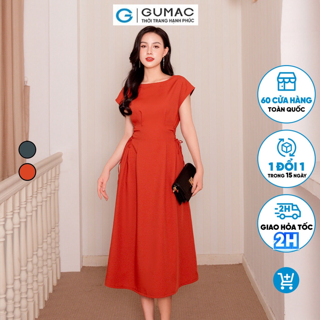 Đầm A thắt dây eo thời trang GUMAC DD10057