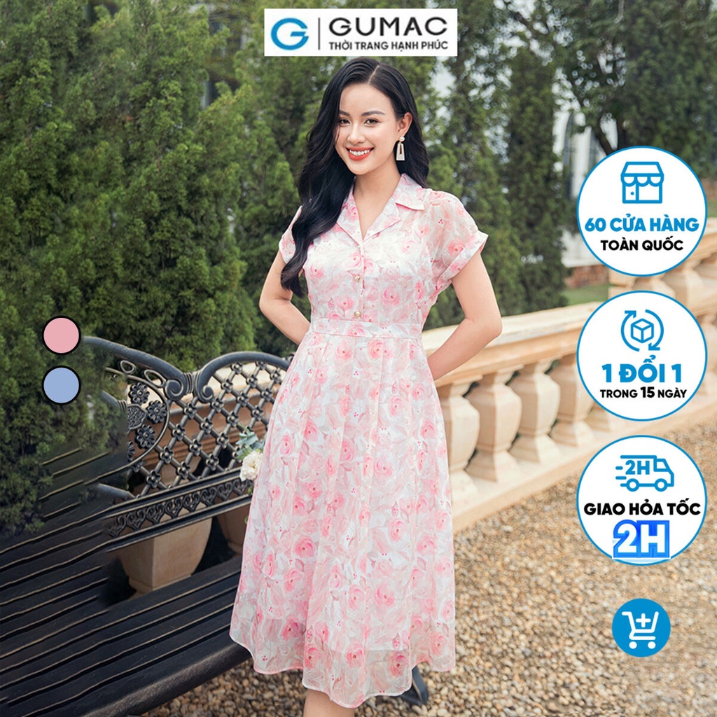 Đầm xòe cổ danton DD11015 thời trang GUMAC