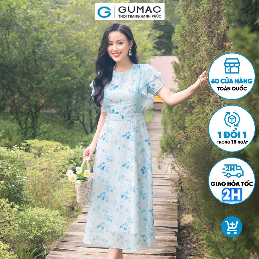 Đầm A bèo vai DD11031 thời trang GUMAC