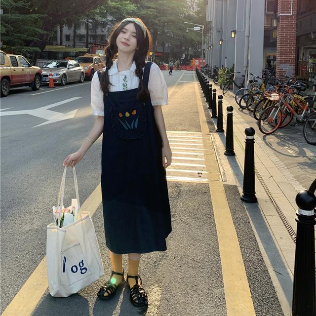 Ch t L Ng cao M D I hai D Y đầm Yếm denim Mùa Hè 2022 Tươi Mới Phong Cách Nhật Bản Dễ Thương Cho Nữ Sinh Trung Niên