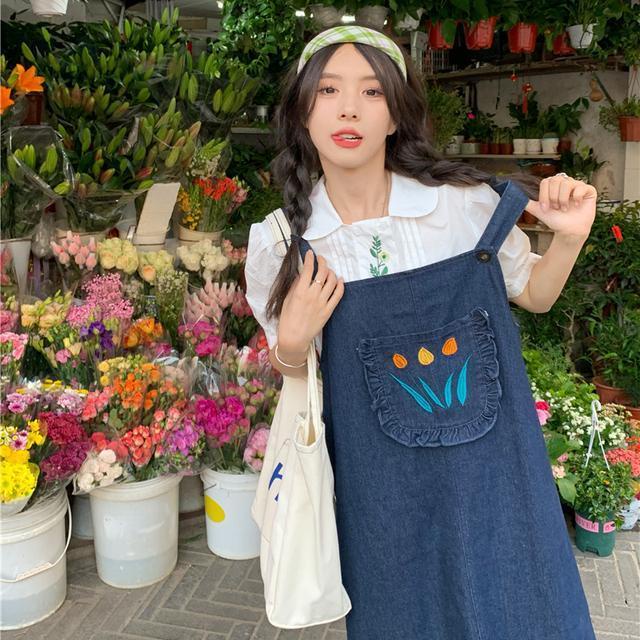 Ch t L Ng cao M D I hai D Y đầm Yếm denim Mùa Hè 2022 Tươi Mới Phong Cách Nhật Bản Dễ Thương Cho Nữ Sinh Trung Niên