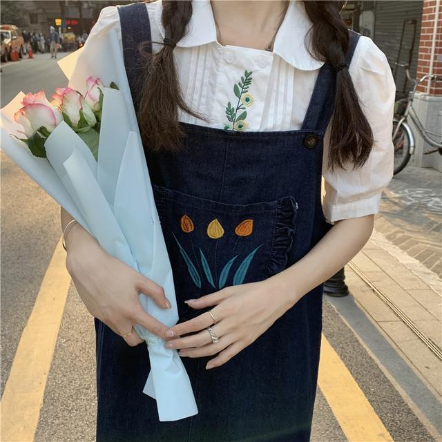 Ch t L Ng cao M D I hai D Y đầm Yếm denim Mùa Hè 2022 Tươi Mới Phong Cách Nhật Bản Dễ Thương Cho Nữ Sinh Trung Niên