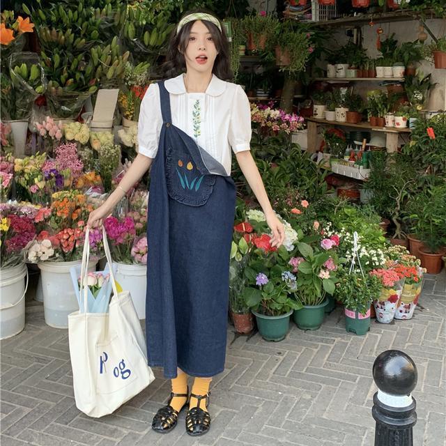 Ch t L Ng cao M D I hai D Y đầm Yếm denim Mùa Hè 2022 Tươi Mới Phong Cách Nhật Bản Dễ Thương Cho Nữ Sinh Trung Niên