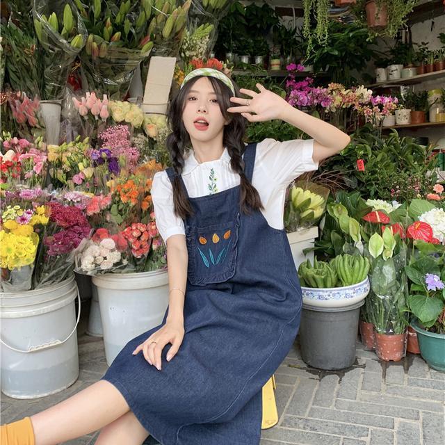 Ch t L Ng cao M D I hai D Y đầm Yếm denim Mùa Hè 2022 Tươi Mới Phong Cách Nhật Bản Dễ Thương Cho Nữ Sinh Trung Niên