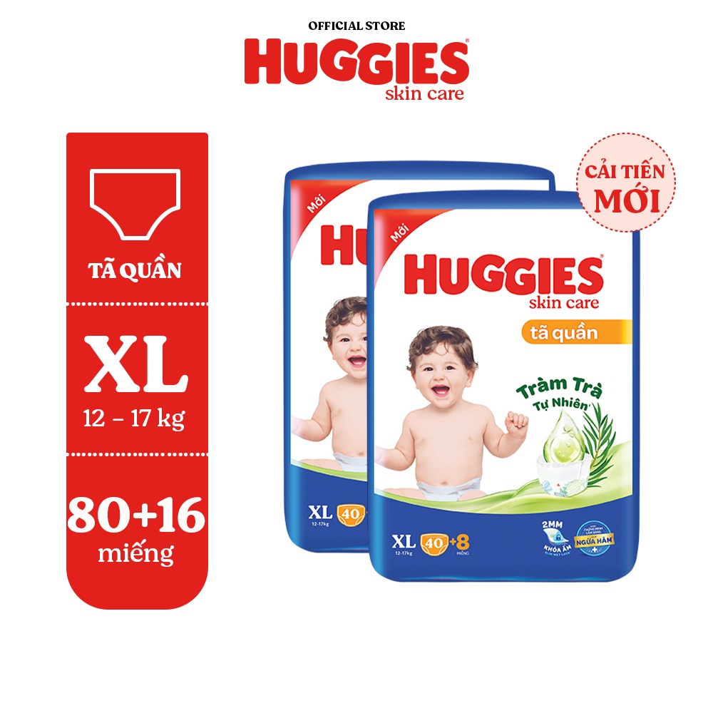 Combo 2 gói Tã/bỉm quần HUGGIES SKINCARE gói M76+8/L68/XL60/XXL54