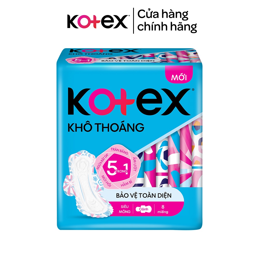 Combo 8 gói băng vệ sinh Kotex khô thoáng siêu mỏng (8M/gói)