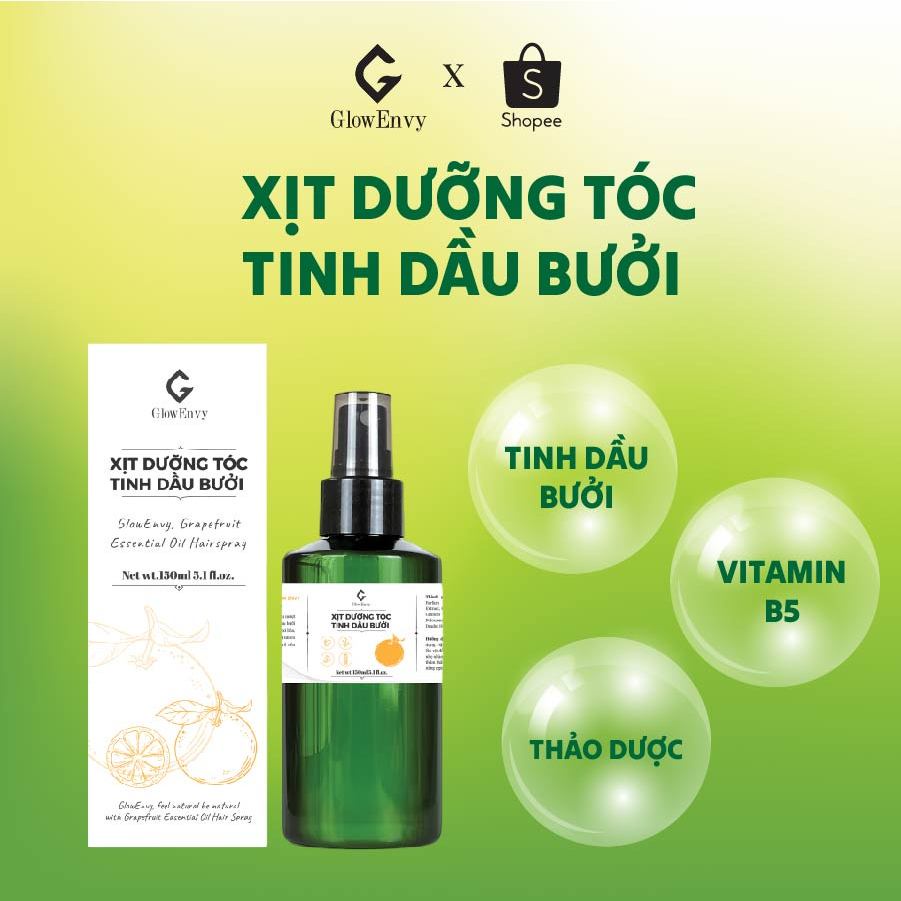 Xịt mọc tóc tinh dầu vỏ bưởi GLOWENVY 150 ml - Ngăn ngừa rụng tóc, kích mọc tóc, cung cấp dưỡng chất C