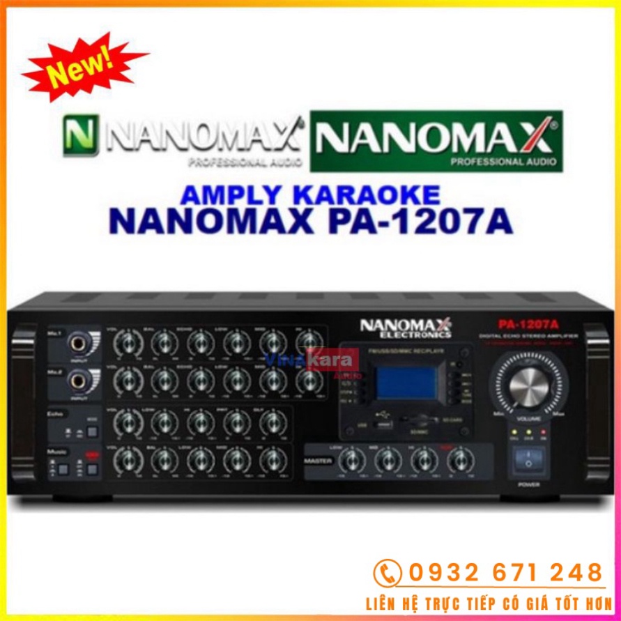 Amply karaoke Nanomax PA-1207A, công suất lớn - Hàng chính hãng - Vinakara Audio