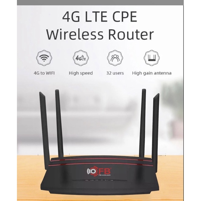 Router Wifi 4G LTE FB-Link AX146F (4 anten, chuyên dùng nhà ở, xe khách, 32 user, 4 LAN)