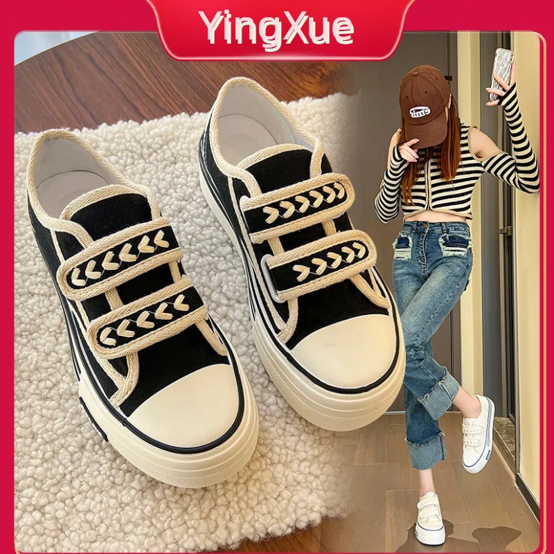 2023 Giày Vải Velcro Mới Dành Cho Nữ Giày Thể Thao Thông Thường Đa Năng Ulzzang Phong Cách Thông Thường Thích Hợp Dành Cho Nữ