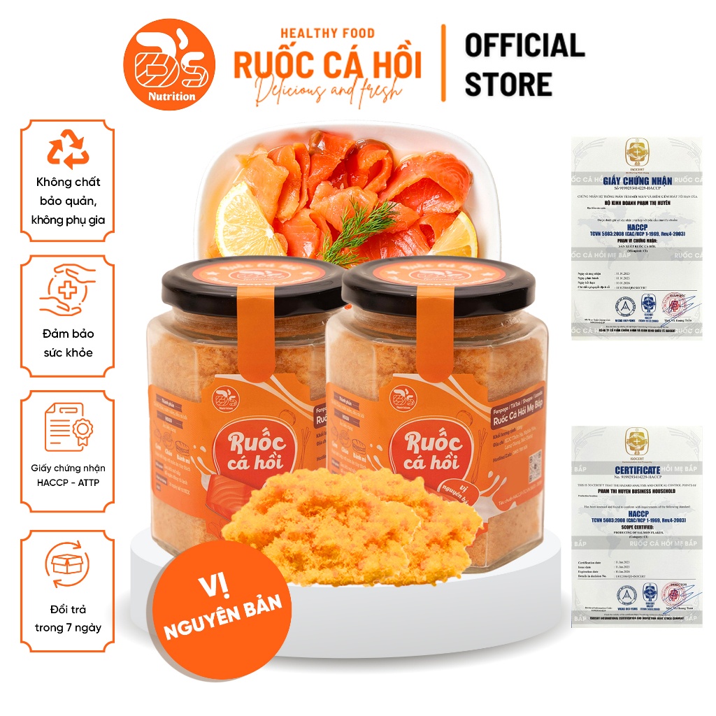 Ruốc Cá Hồi Mẹ Bắp Vị Nguyên Bản Combo 2 Hũ 100g Thơm Ngon, Bổ Dưỡng Không Chất Bảo Quản