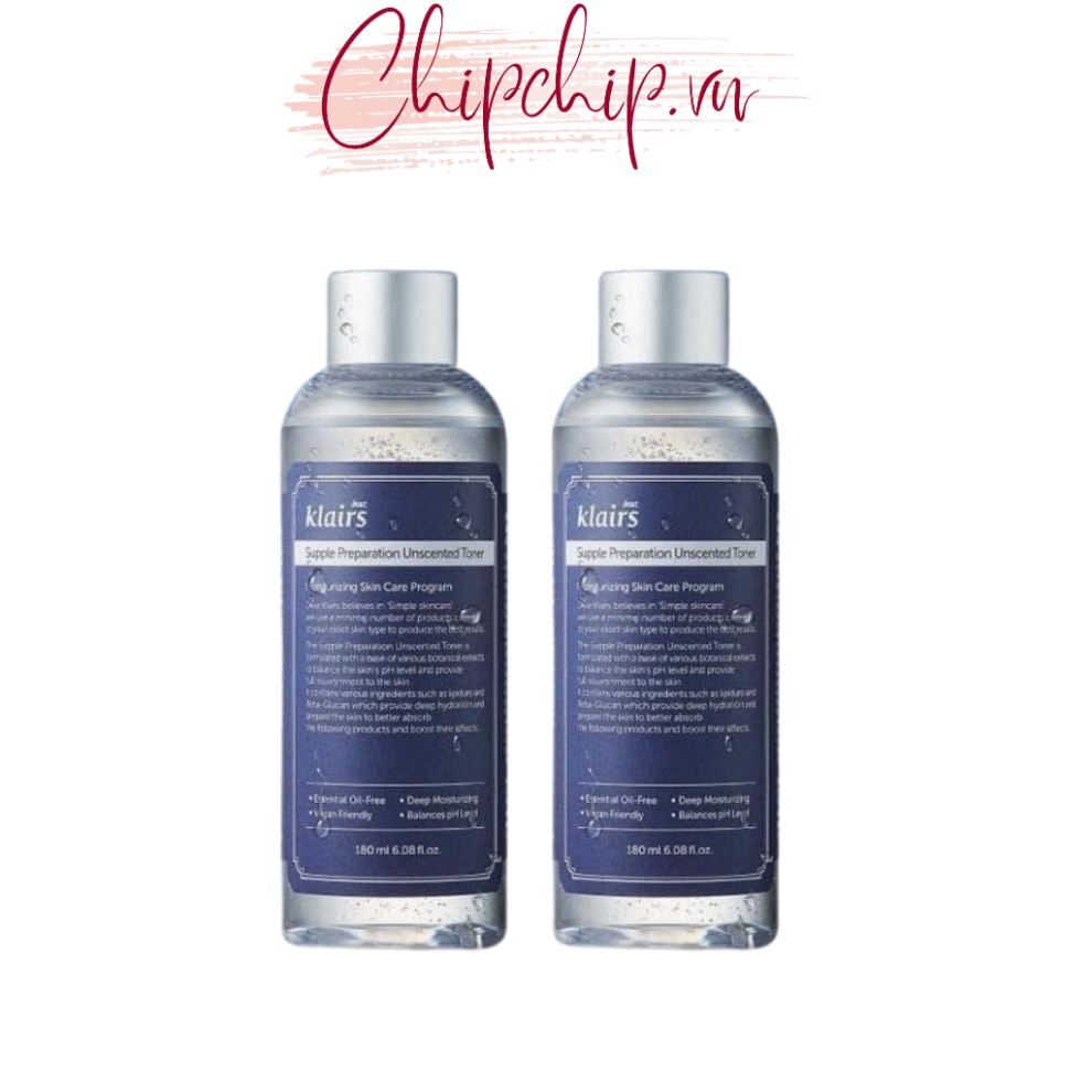 Nước Hoa Hồng Không Mùi Cung Cấp Độ Ẩm Và Làm Mềm Da Dear Klairs Supple Preparation Unscented Toner 180ml_Chipchip.vn QT