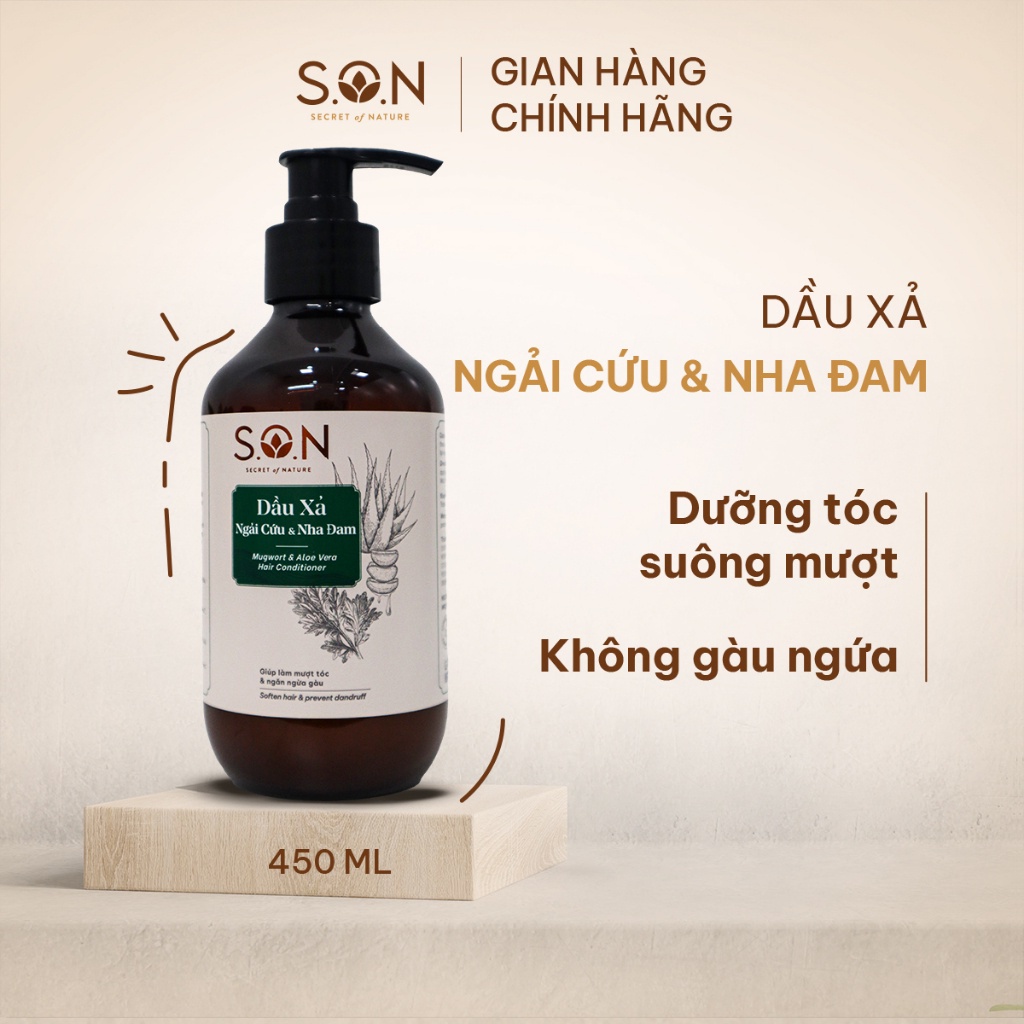 Bộ đôi dầu gội S.O.N Bồ kết & Ngải cứu 450ml giảm gàu ngứa và Dầu xả S.O.N Ngải cứu & Nha đam 450ml