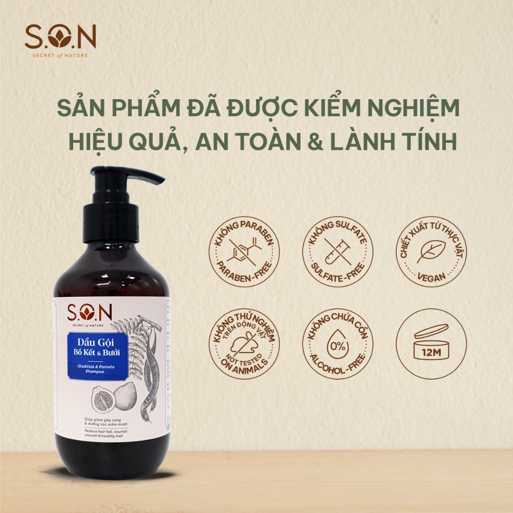 BỘ ĐÔI DẦU GỘI BỒ KẾT & BƯỞI S.O.N 450ML GIẢM GÃY RỤNG, GIẢM GÀU NGỨA VÀ DẦU XẢ BƯỞI & NHA ĐAM 450ML DƯỠNG TÓC MỀM MƯỢT