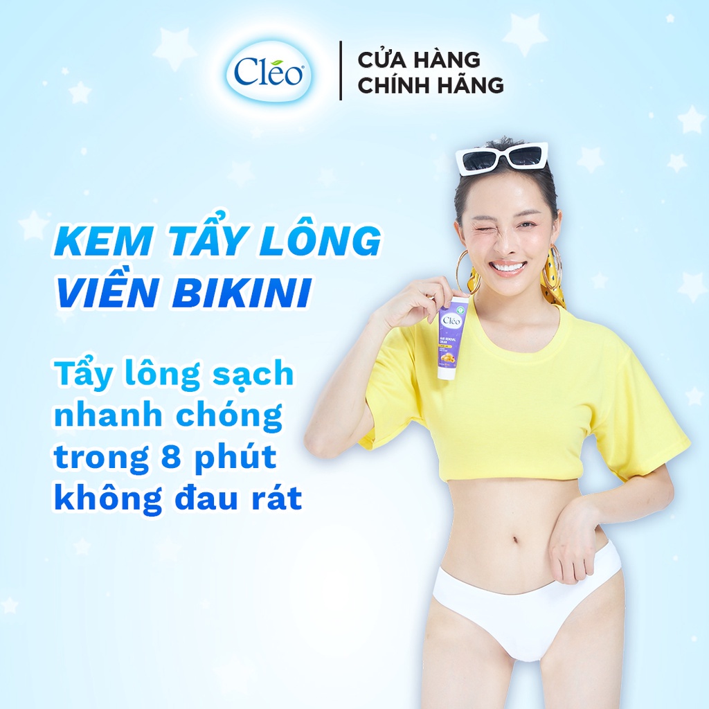 Combo 2 Kem tẩy lông bikini Cléo, an toàn, hiệu quả trong 8 phút, êm dịu với vùng da bikini 50g/tuýp - Có hỗ trợ che tên