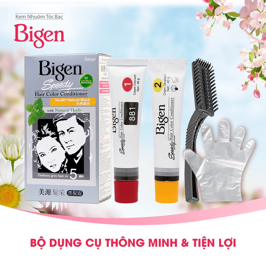 Combo 5 hộp thuốc nhuộm dưỡng tóc phủ bạc dạng kem Bigen Speedy Hair Color Conditioner 80ml/ hộp